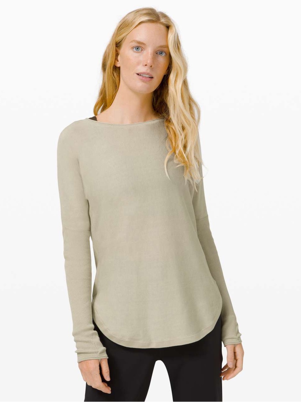 Lululemon Take It All In Sweater Light Sage Long Sleeve Cotton Knit